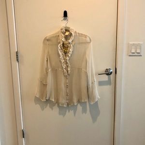Boho Silk Blouse with ruffle detail